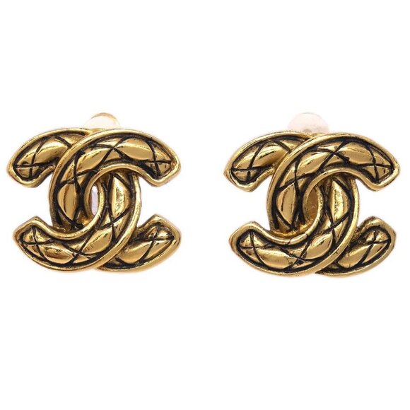 Chanel Gold CC Earrings Clip-On 2433 165215 - Picture 1 of 4